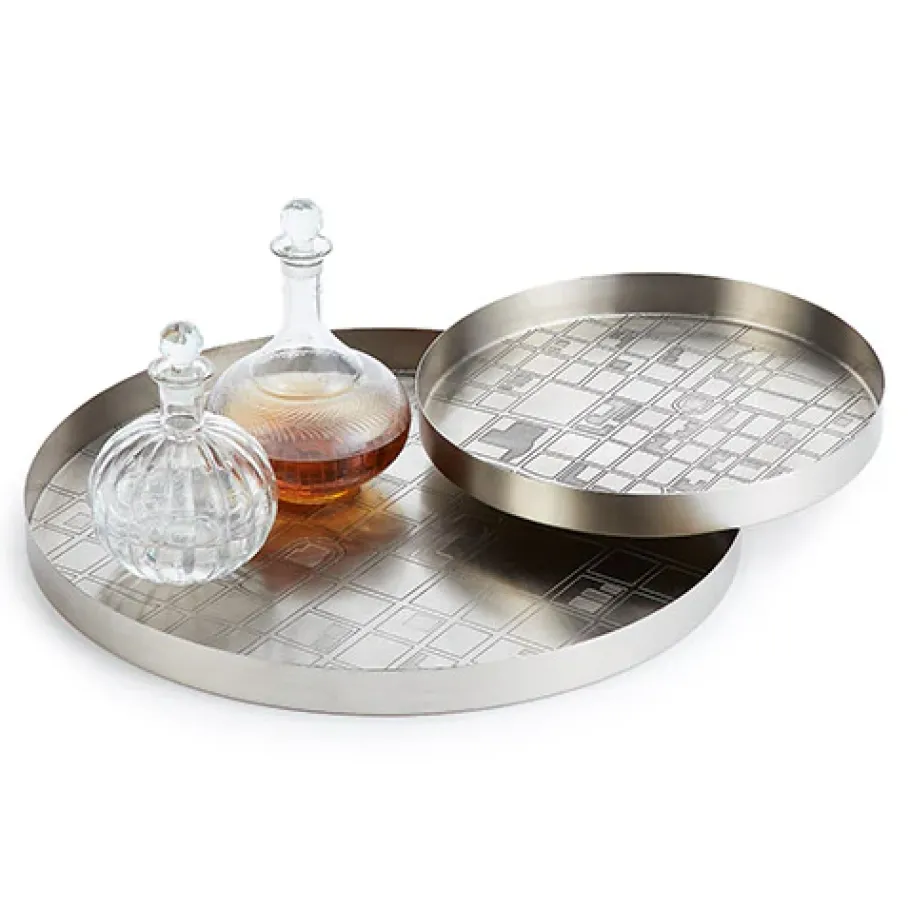 Pendulux Trays/Boxes|Map Tray Small Antique Nickel