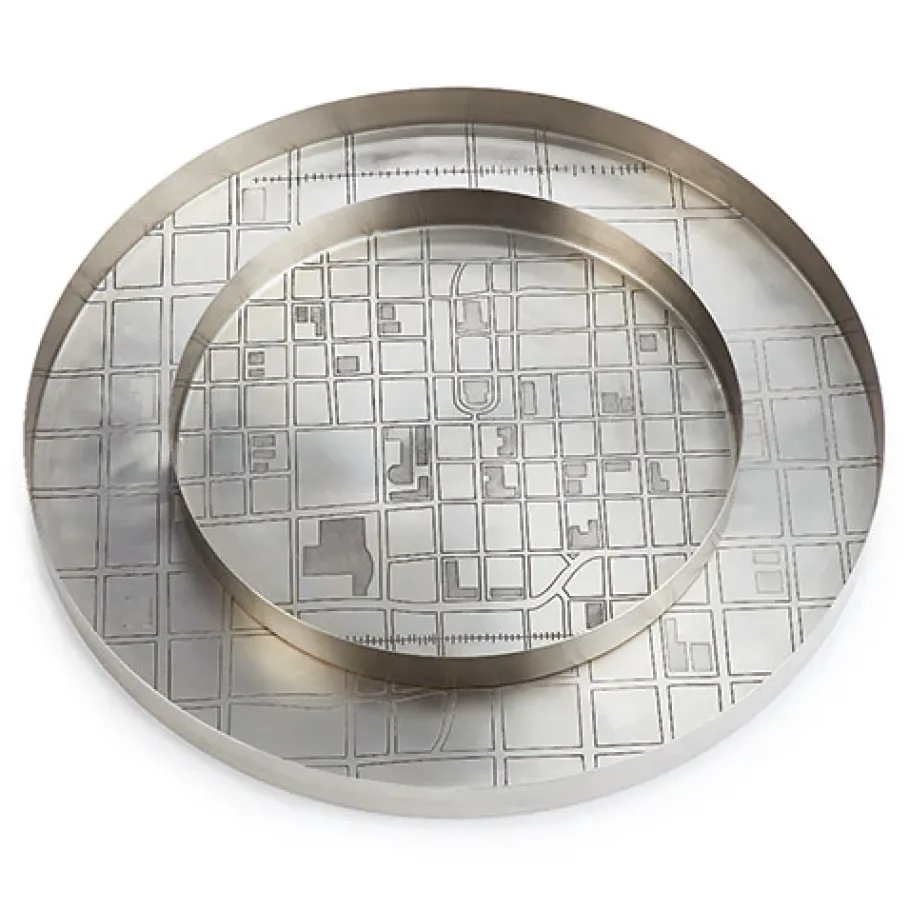 Pendulux Trays/Boxes|Map Tray Small Antique Nickel
