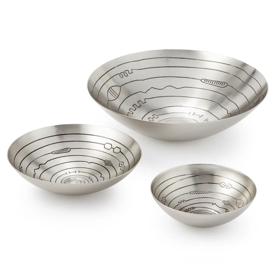 Pendulux Trays/Boxes|Radar Bowls Nickel - Set Of 3